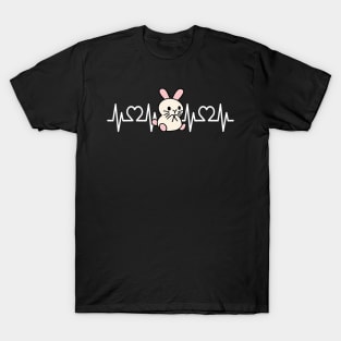 Heartbeat Rabbit I Hare I Cute Rabbit I Kids Rabbit T-Shirt